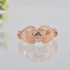 Round White Topaz Heart Ring 925 Sterling Silver Rose Gold Plated