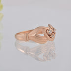 Round White Topaz Heart Ring 925 Sterling Silver Rose Gold Plated