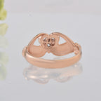 Round White Topaz Heart Ring 925 Sterling Silver Rose Gold Plated