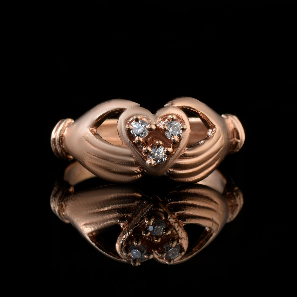 Round White Topaz Heart Ring 925 Sterling Silver Rose Gold Plated