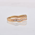 Round White Topaz Wave Band Ring 925 Sterling Silver Rose Gold Plated