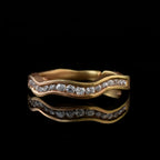 Round White Topaz Wave Band Ring 925 Sterling Silver Rose Gold Plated