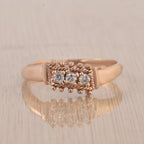 Round White Topaz Textured Band Ring 925 Sterling Silver Rose Gold Plated