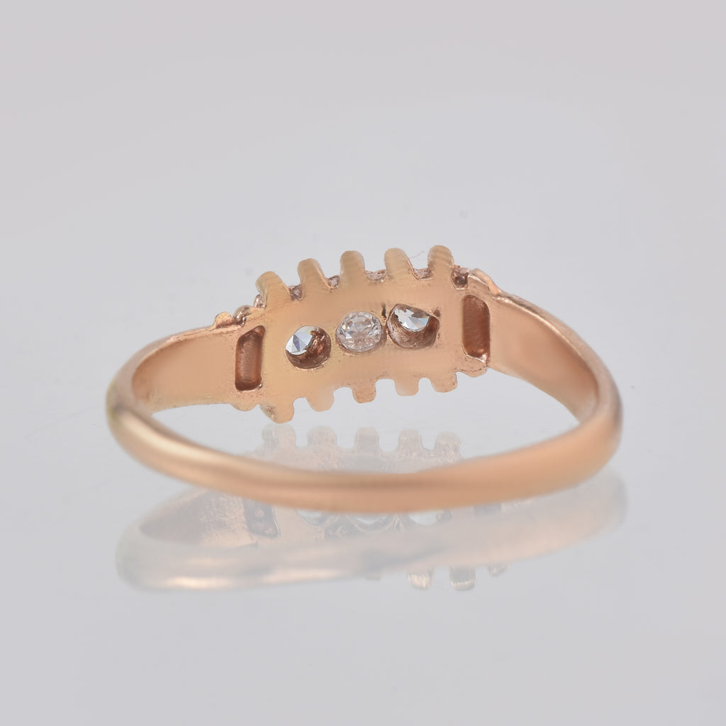 Round White Topaz Textured Band Ring 925 Sterling Silver Rose Gold Plated