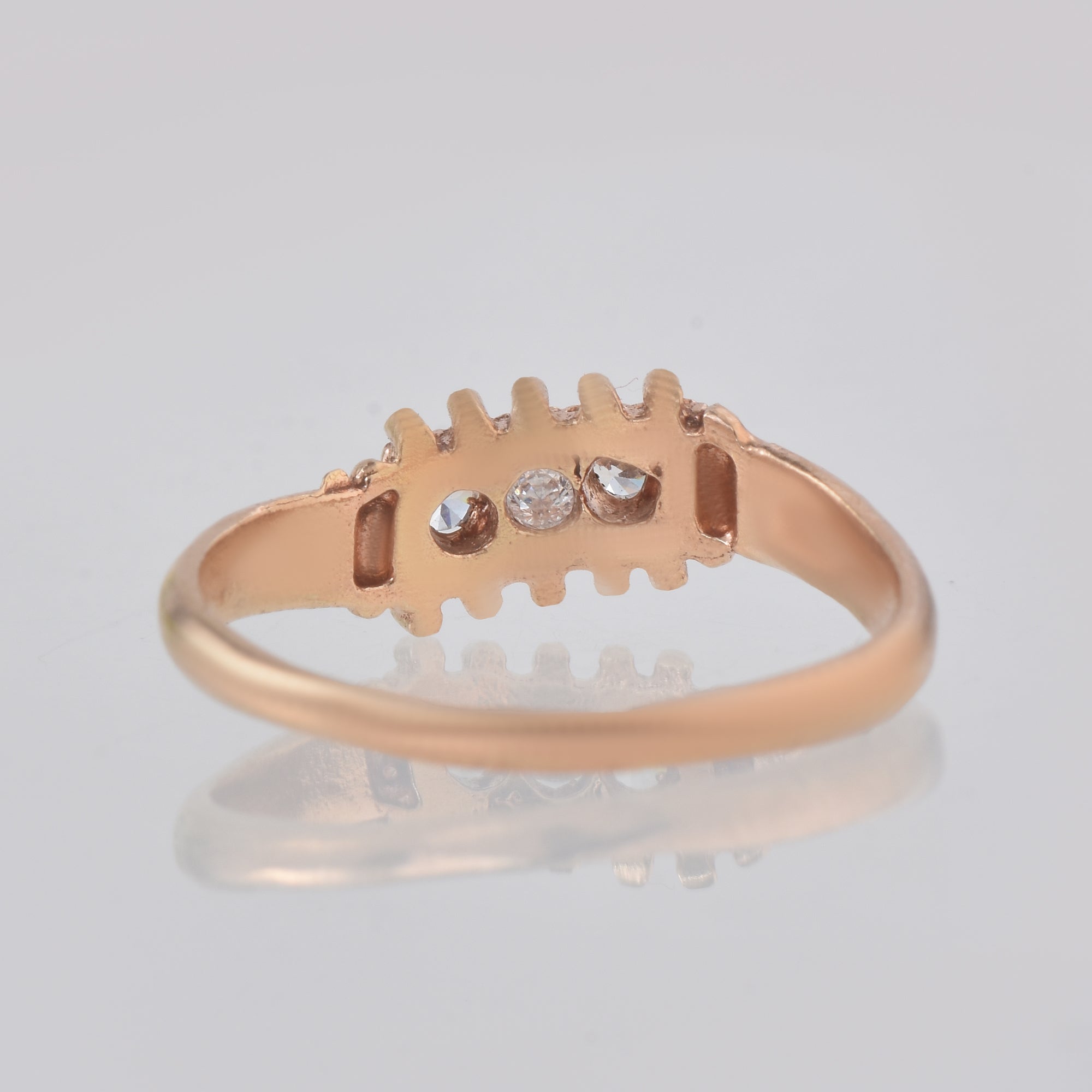 Round White Topaz Textured Band Ring 925 Sterling Silver Rose Gold Plated