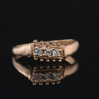 Round White Topaz Textured Band Ring 925 Sterling Silver Rose Gold Plated