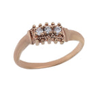 Round White Topaz Textured Band Ring 925 Sterling Silver Rose Gold Plated