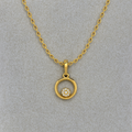 White Stone Round Halo Pendant Necklace 925 Sterling Silver Yellow Plated
