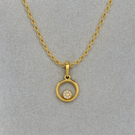 White CZ Round Halo Pendant Necklace – 925 Sterling Silver