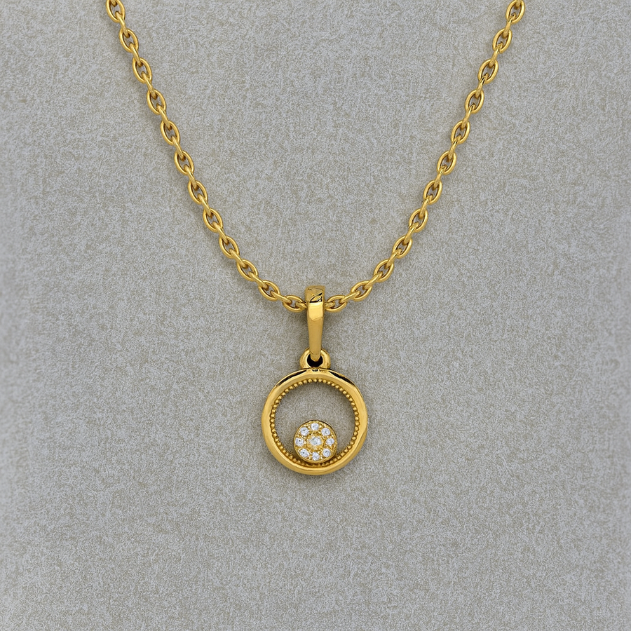 White CZ Round Halo Pendant Necklace – 925 Sterling Silver
