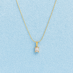 Princess-Cut Pink Stone Necklace 925 Sterling Silver Yellow Plated