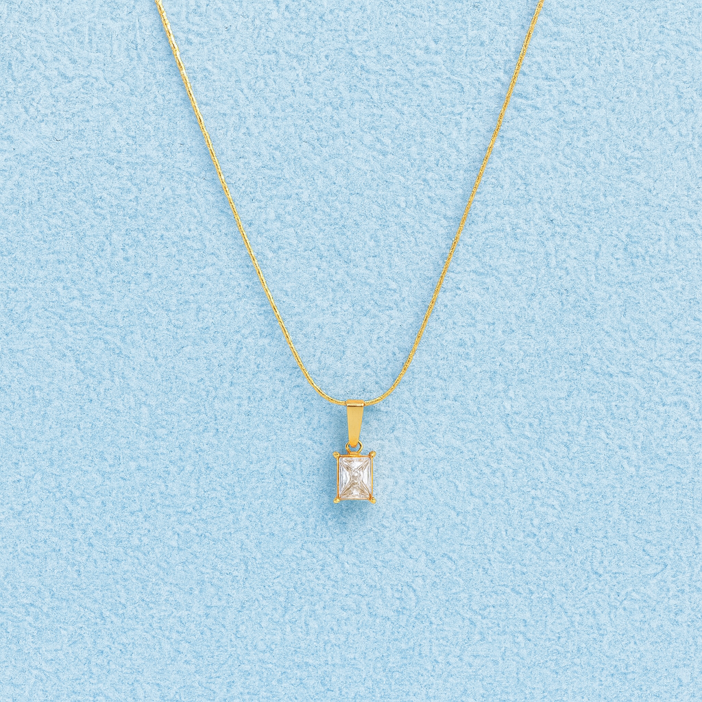 Pink Princess-Cut Solitaire Necklace – 925 Sterling Silver