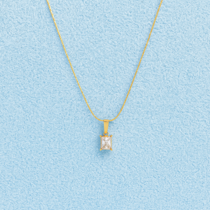 Pink Princess-Cut Solitaire Necklace – 925 Sterling Silver