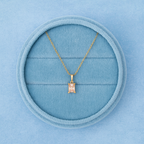 Princess-Cut Pink Stone Necklace 925 Sterling Silver Yellow Plated