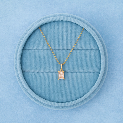 Pink Princess-Cut Solitaire Necklace – 925 Sterling Silver