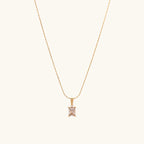 Princess-Cut Pink Stone Necklace 925 Sterling Silver Yellow Plated