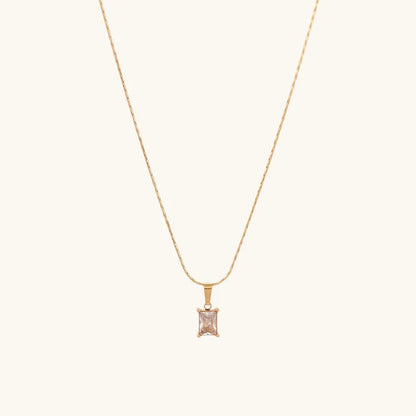Pink Princess-Cut Solitaire Necklace – 925 Sterling Silver
