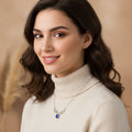 Blue Cz Winter Deer Necklace 925 Sterling Silver