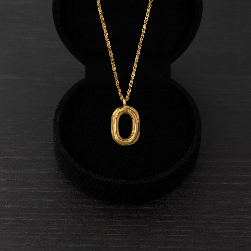 Textured Oval Necklace 925 Sterling Silver Yellow Plated