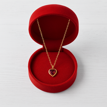 Red Heart Solitaire Necklace – 925 Sterling Silver