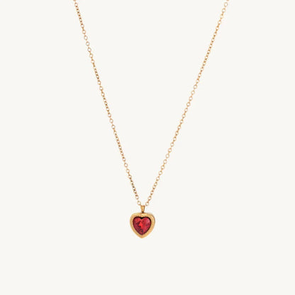Red Heart Solitaire Necklace – 925 Sterling Silver