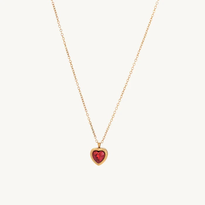 Red Heart Solitaire Necklace – 925 Sterling Silver
