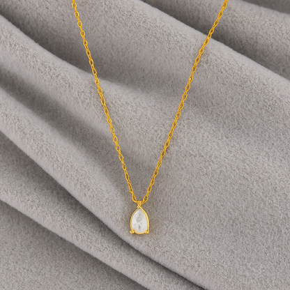 Pear-Cut White CZ Teardrop Necklace – 925 Sterling Silver