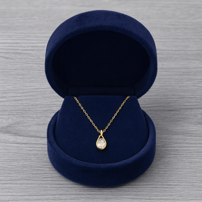 Pear-Cut White CZ Teardrop Necklace – 925 Sterling Silver