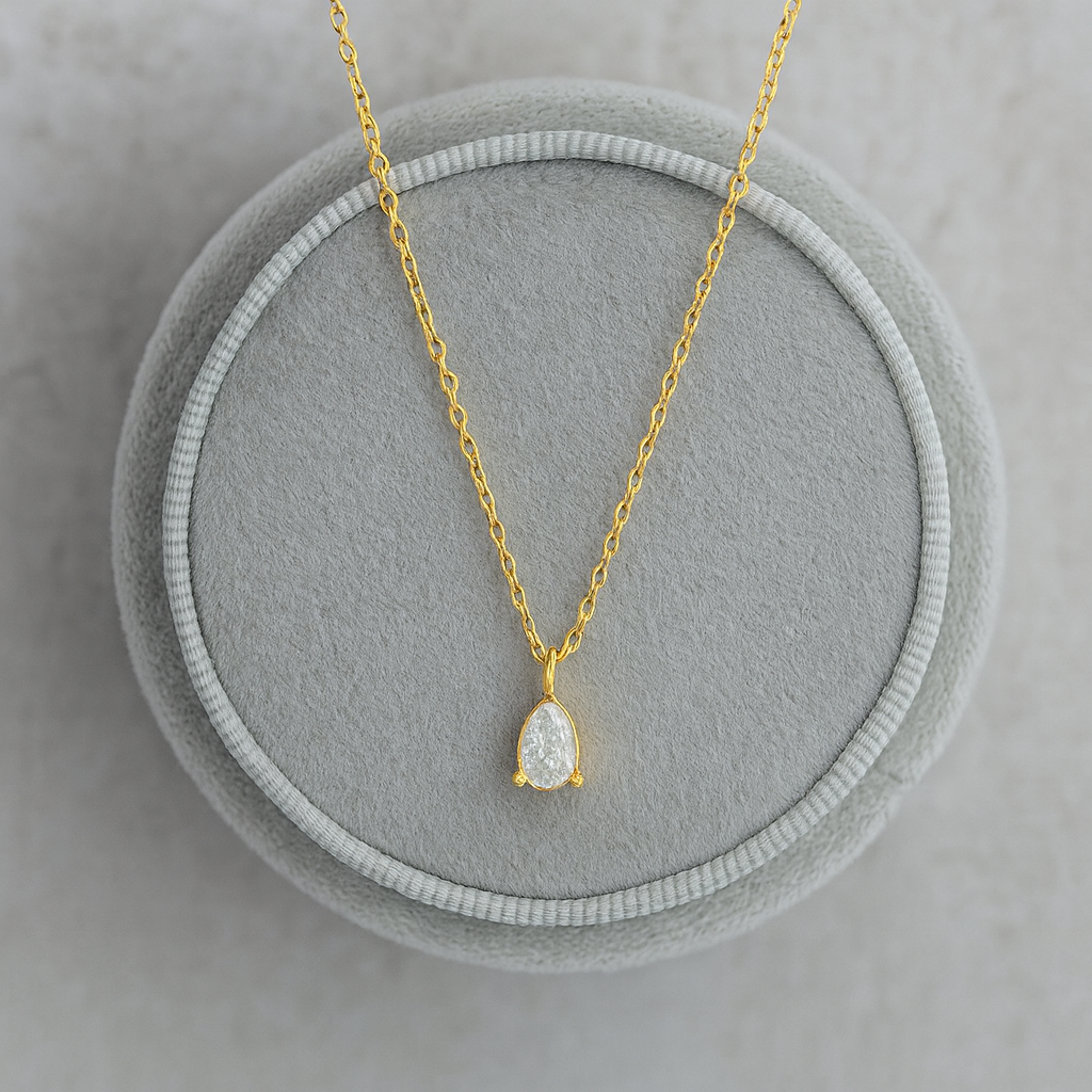 Pear-Cut White CZ Teardrop Necklace – 925 Sterling Silver