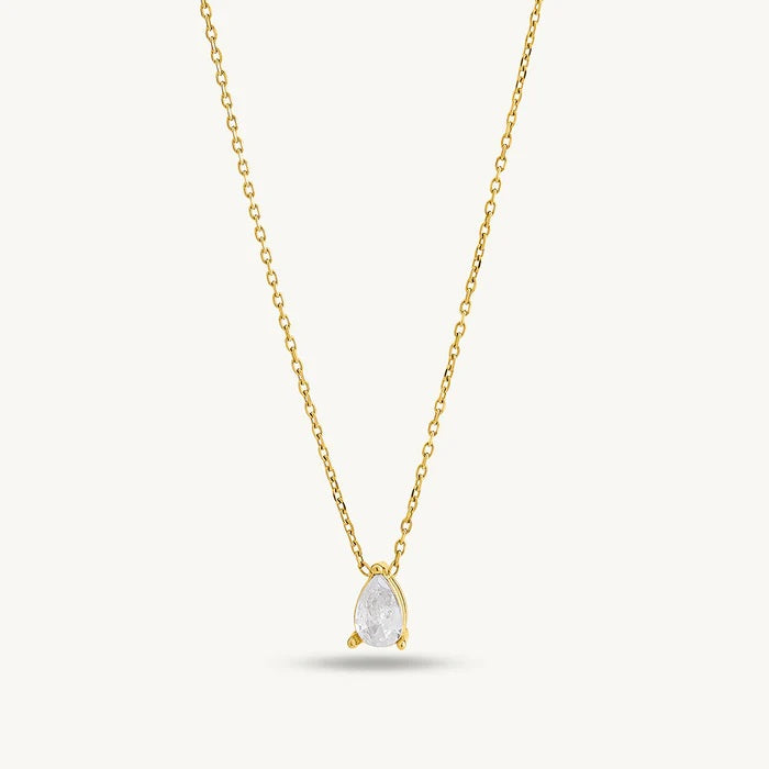 Pear-Cut White CZ Teardrop Necklace – 925 Sterling Silver