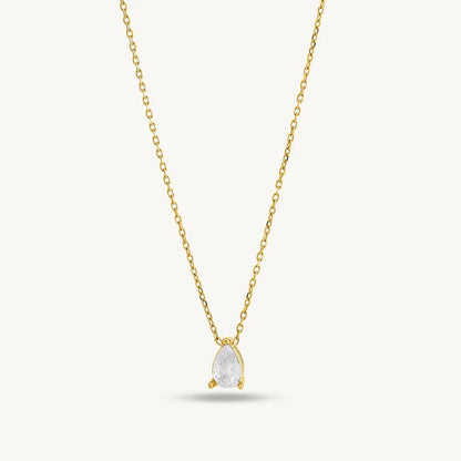 Pear-Cut White CZ Teardrop Necklace – 925 Sterling Silver