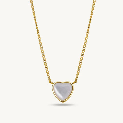 White Heart Mother of Pearl Necklace – 925 Sterling Silver