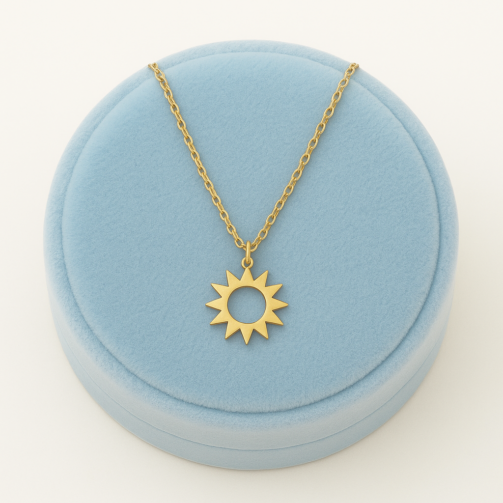 Sunburst Necklace 925 Sterling Silver Yellow Plated