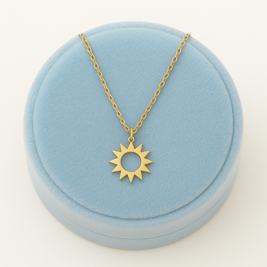 Sunburst Cutout Pendant Necklace – 925 Sterling Silver