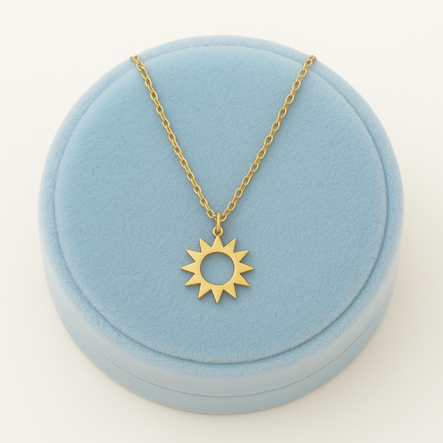 Sunburst Cutout Pendant Necklace – 925 Sterling Silver