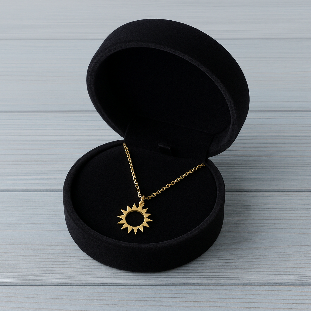 Sunburst Necklace 925 Sterling Silver Yellow Plated