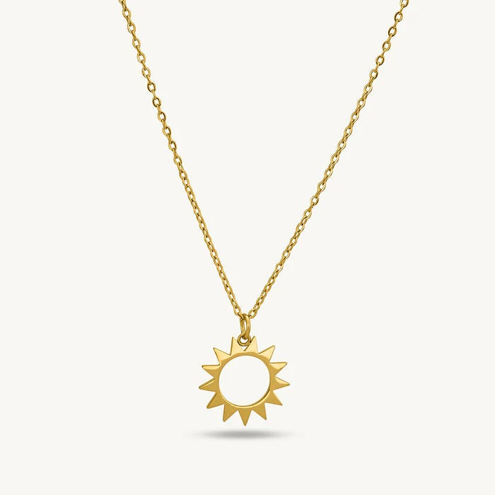 Sunburst Necklace 925 Sterling Silver Yellow Plated