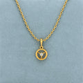 White Stone Tri-Flower Circle Necklace 925 Sterling Silver Yellow Plated