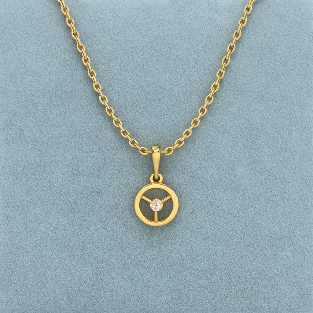 White Stone Tri-Flower Circle Necklace 925 Sterling Silver Yellow Plated