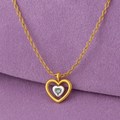 Dual-Tone Open Heart Necklace 925 Sterling Silver Yellow Plated