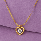 Dual-Tone Open Heart Necklace 925 Sterling Silver Yellow Plated