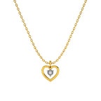 Dual-Tone Open Heart Necklace 925 Sterling Silver Yellow Plated