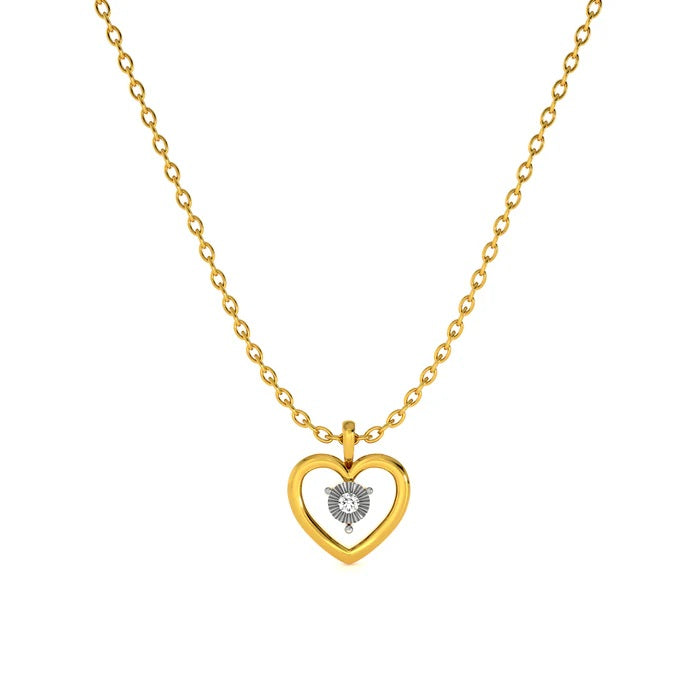 Dual-Tone Open Heart Necklace 925 Sterling Silver Yellow Plated