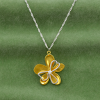 Dual-Tone Flower Necklace 925 Sterling Silver Yellow Plated