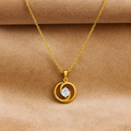 Classic Round Solitaire Necklace 925 Sterling Silver Yellow Plated