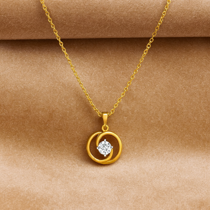 Circular Frame Solitaire Necklace – 925 Sterling Silver