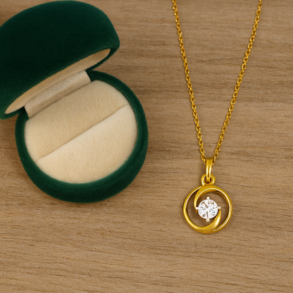Circular Frame Solitaire Necklace – 925 Sterling Silver