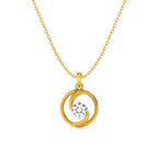 Classic Round Solitaire Necklace 925 Sterling Silver Yellow Plated