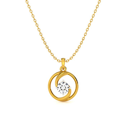 Circular Frame Solitaire Necklace – 925 Sterling Silver