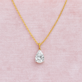 Teardrop Solitaire Necklace 925 Sterling Silver Yellow Plated